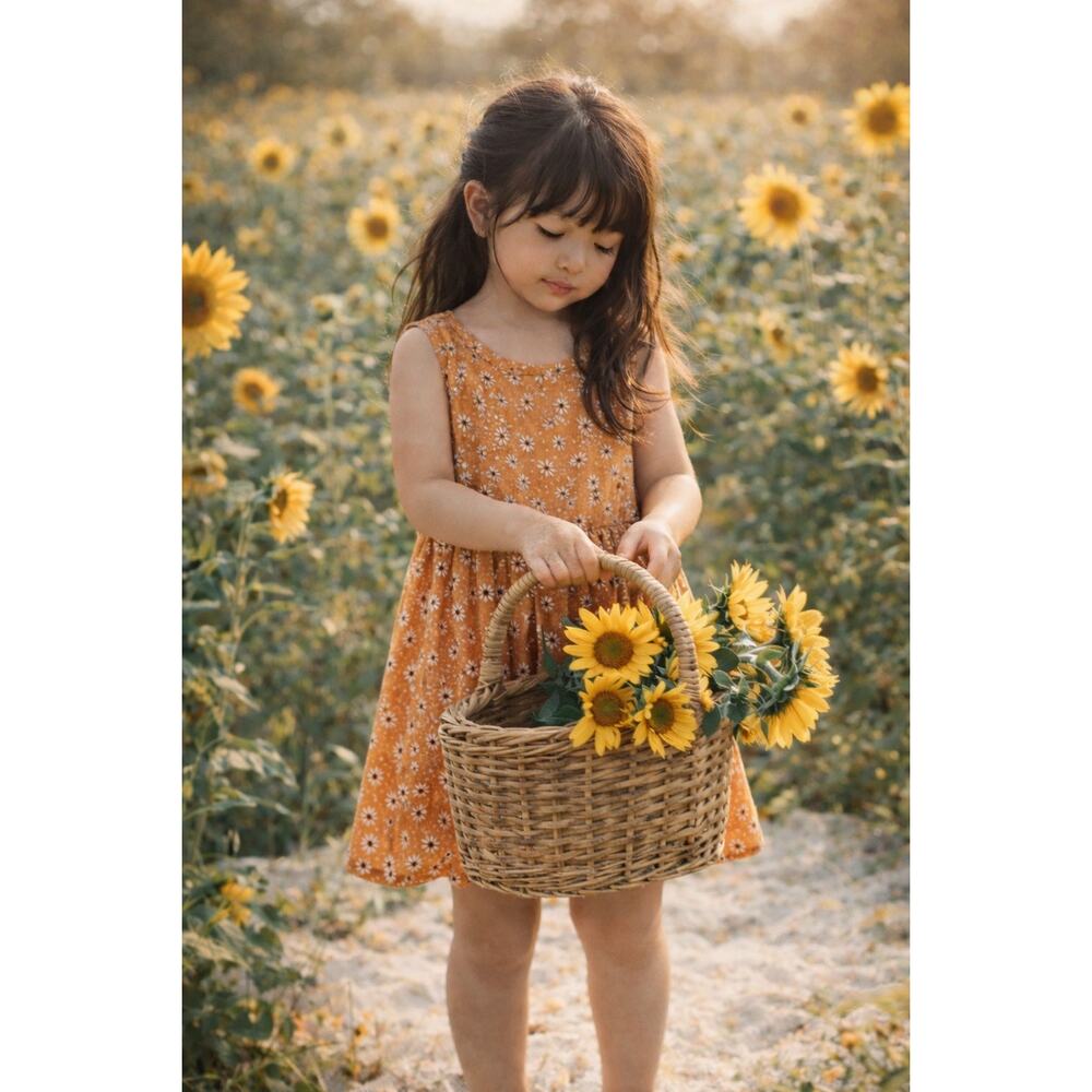 New Twirling Through Sunflowers Flowy Golden Harvest Dress 4T